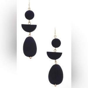 NWOT Black & Gold Balanced Wood Dangle Earrings